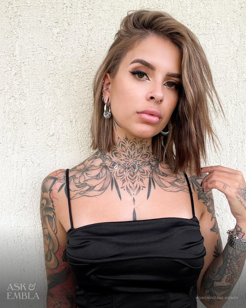 Odessa Hangers Neck Tattoos Women Chest Piece Tattoos Chest Neck Tattoo