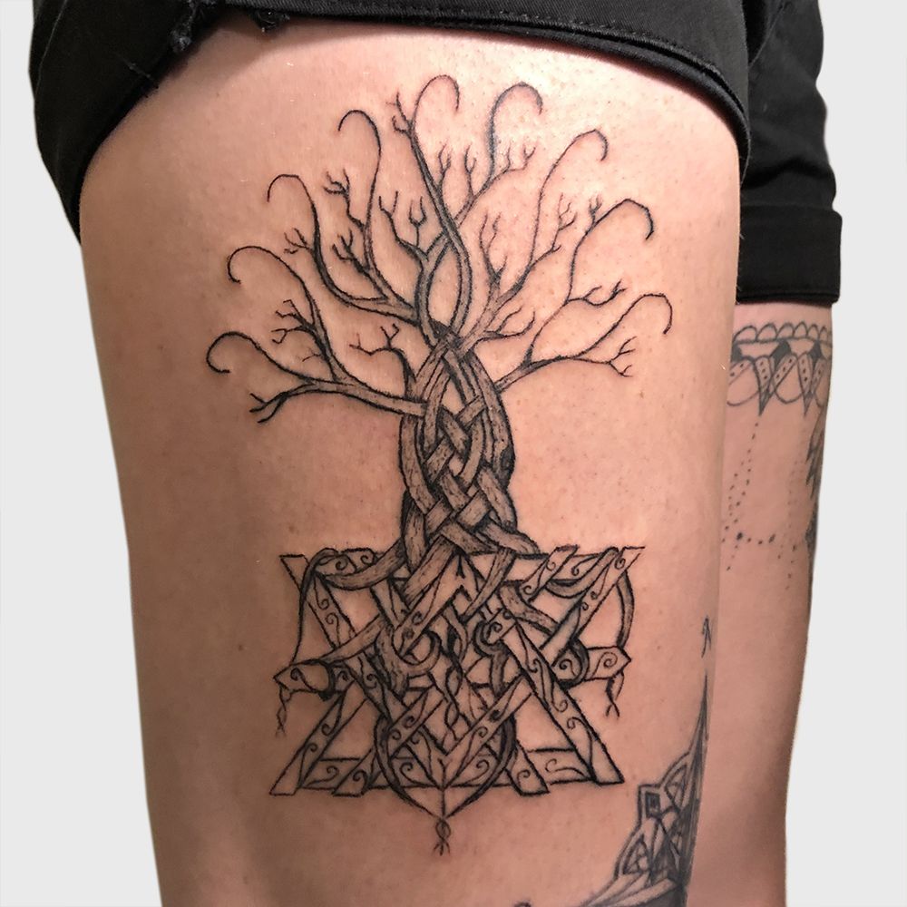 Original Content Yggdrasil Tattoo Intertwined With A Web Of Wyrd Yggdrasil Tattoo Tattoos