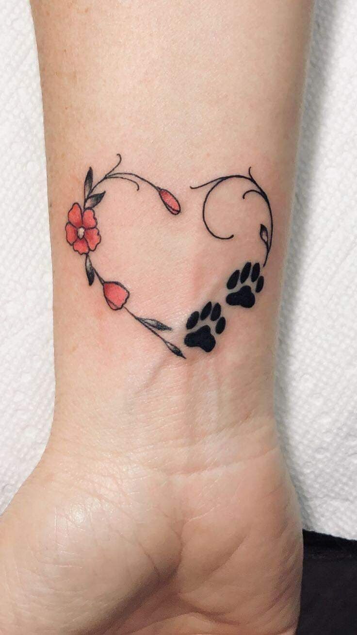 7 Paw Print In Heart Tattoo Ideas You'll Love