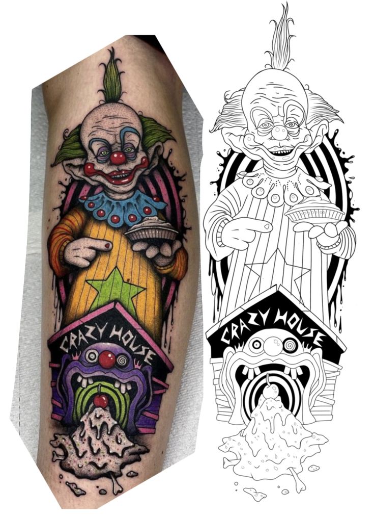 Piece By Angeloparente In 2023 Scary Tattoos Clown Tattoo Horror