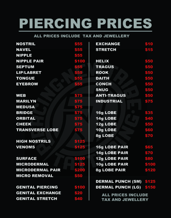 Piercing Prices