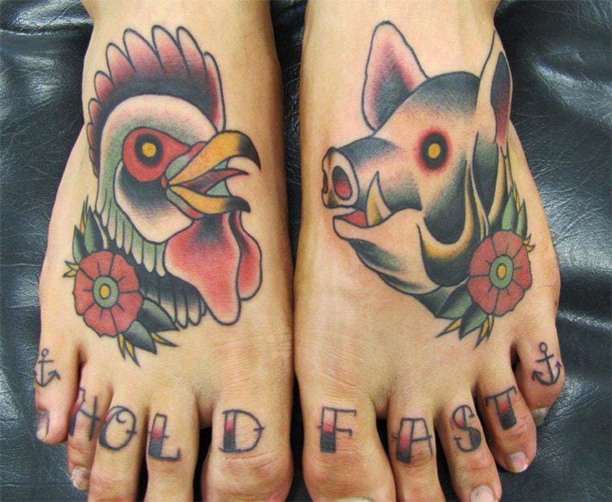 Pig And Rooster Tattoos With Meaning Sailor Tattoo Sailor Tattoos