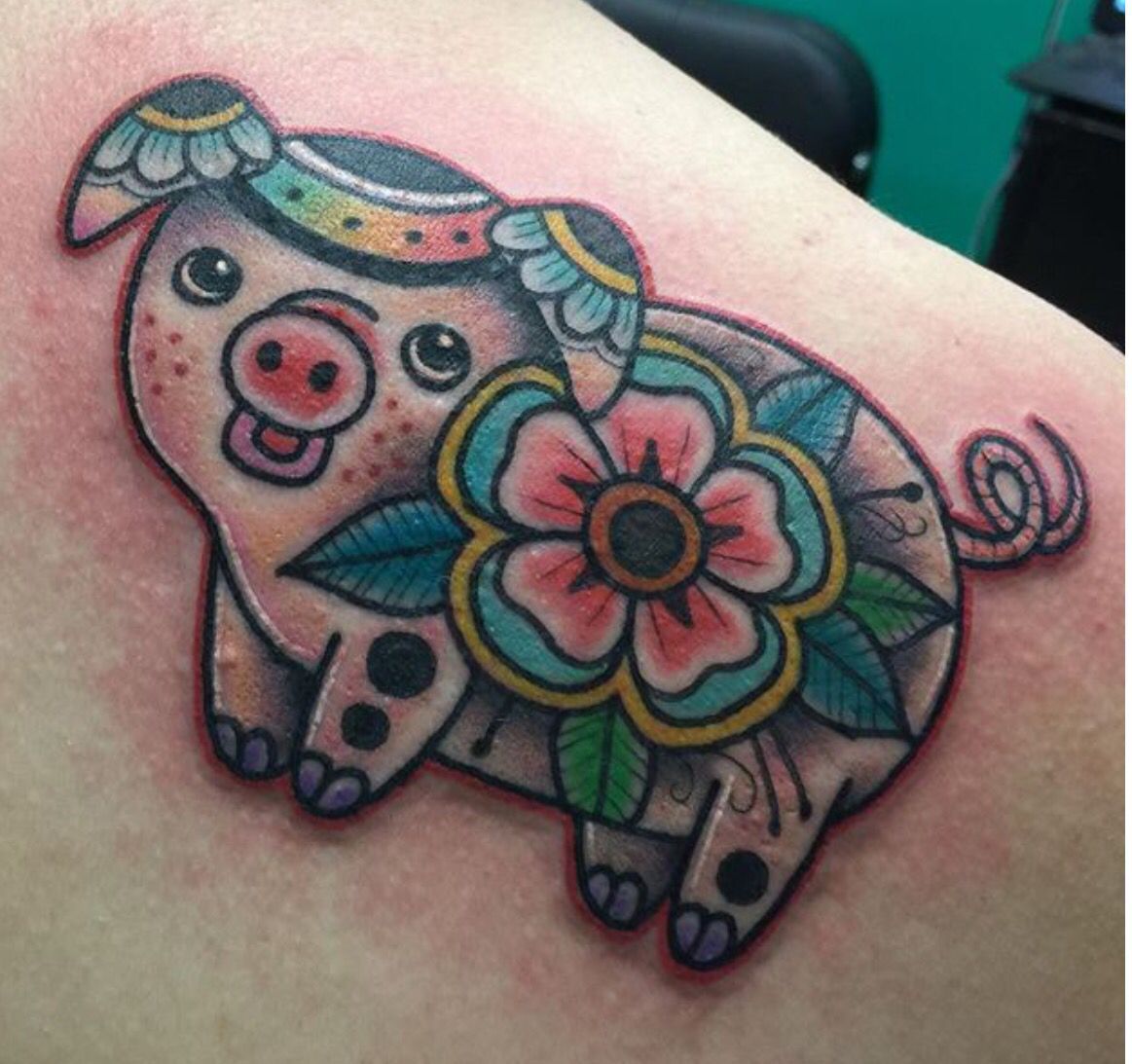 Pig Laughin Tattoo Design Outline Inspiration Guide