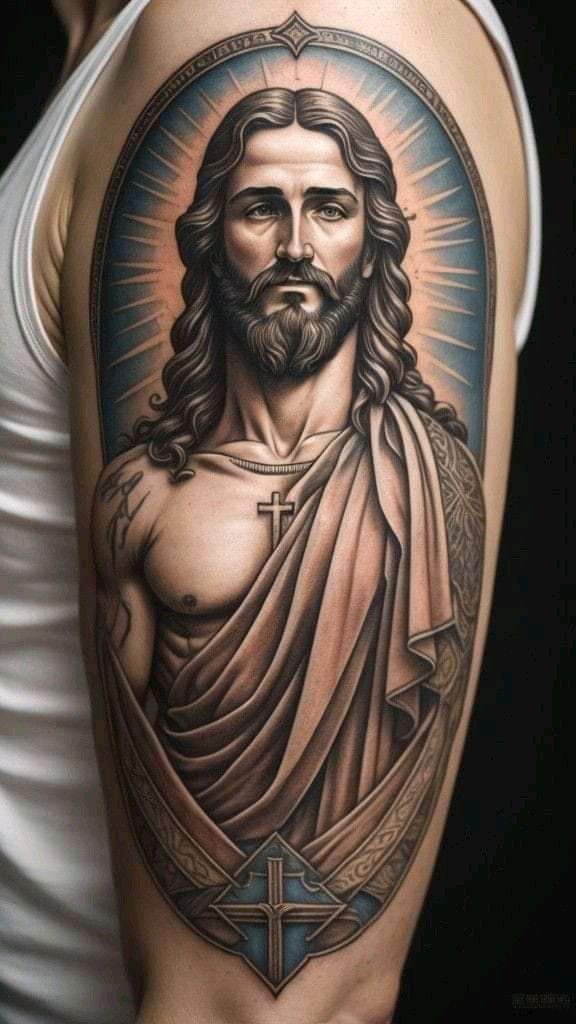 Pin By Jesus Alducin Bautista On Bocetos Angel Sleeve Tattoo Christ Tattoo Jesus Tattoo