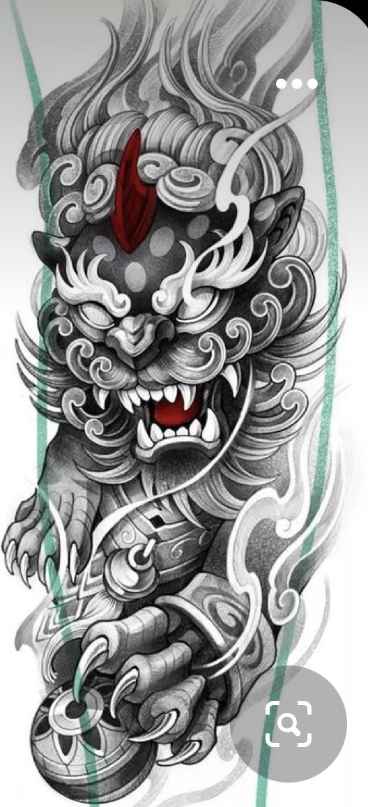 Pin By Kreasi Art On Hair Eyes Tattoos Dog Tattoos Temple Tattoo Foo Dog Tattoo