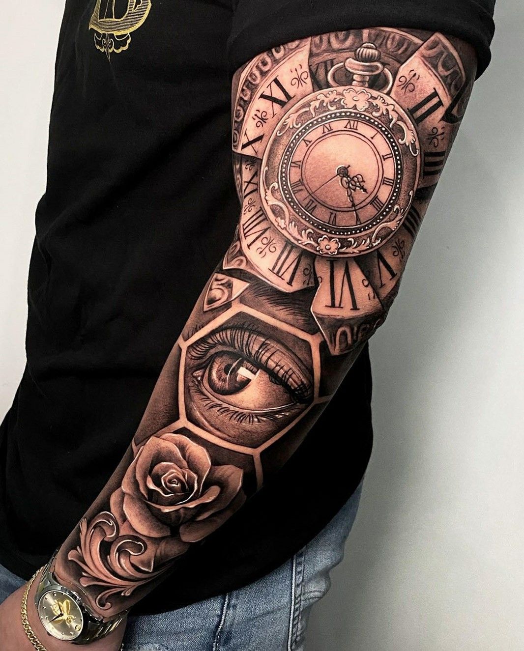 Pocket Watch Tattoo Arm Tattoos Clock Clock Tattoo Sleeve Upper Arm