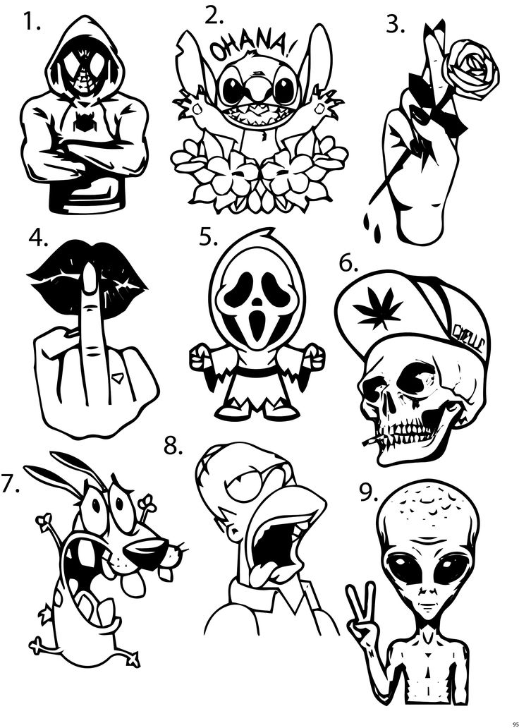 Pre Made Ready To Use 90 S Cartoon Flash Tattoo Stencils Set Of 4 Etsy