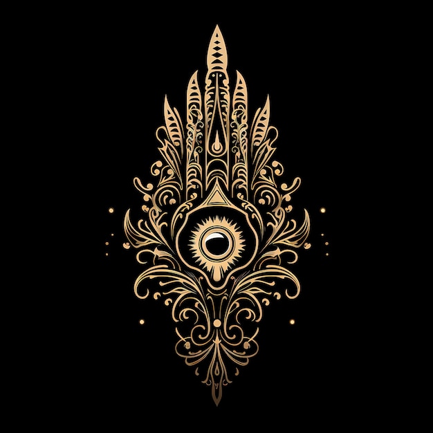 Premium Ai Image Hamsa Hand Fatima Tattoo Design Illustration