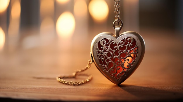 Premium Ai Image Heart Shaped Locket With Love Engraved Inside