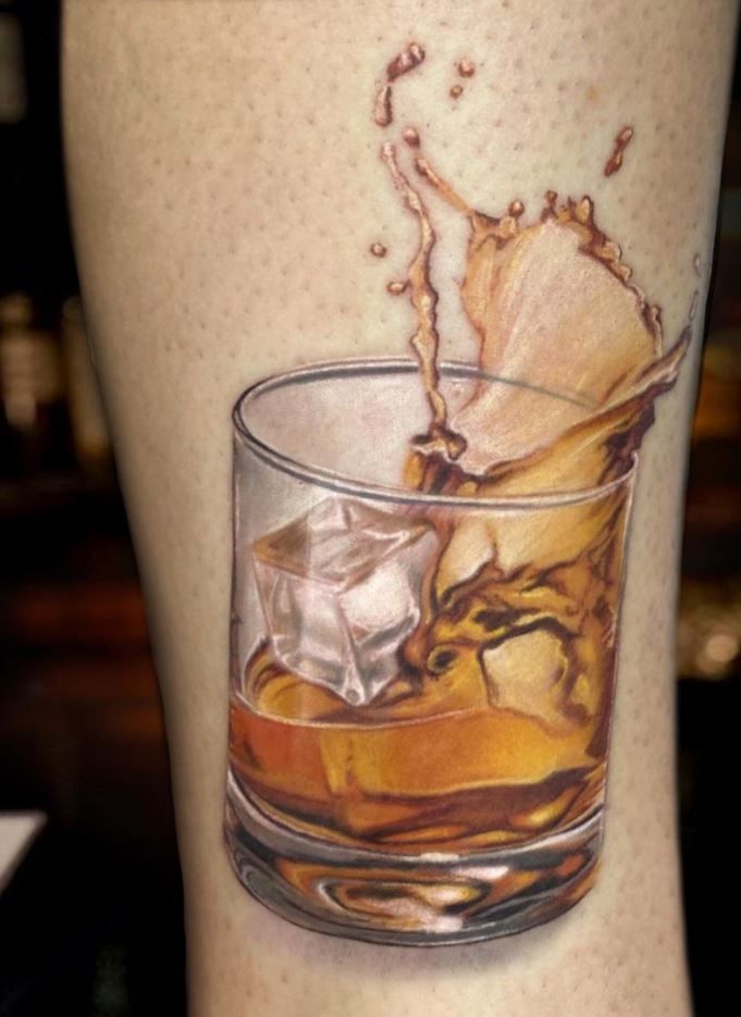 Realistic Bourbon Glass Tattoo: A Timeless Choice