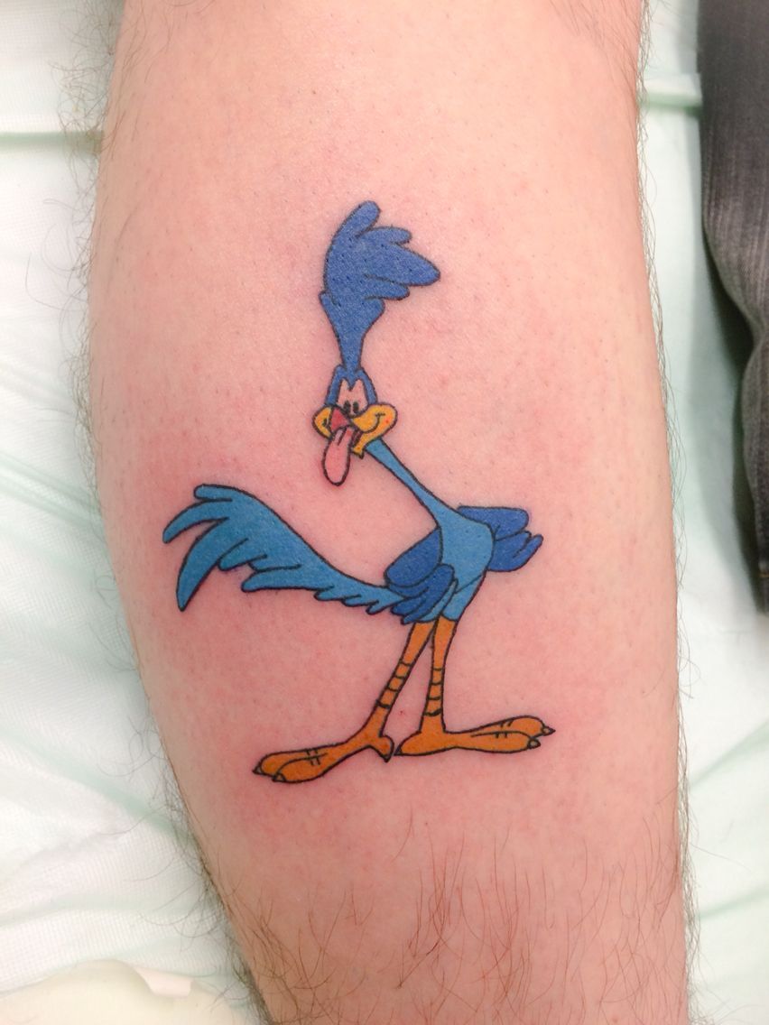 Roadrunner Wiley C Coyote Memorial Tattoo For A Friend Done In A