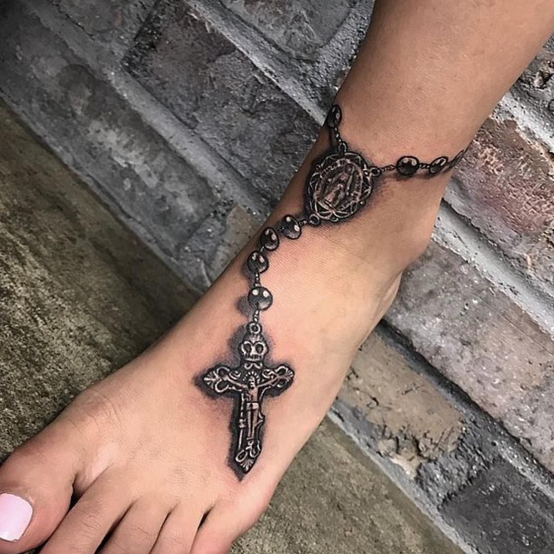 Rosary Ankle Tattoo Rosary Tattoo Ankle Bracelet Tattoo Rosary Foot