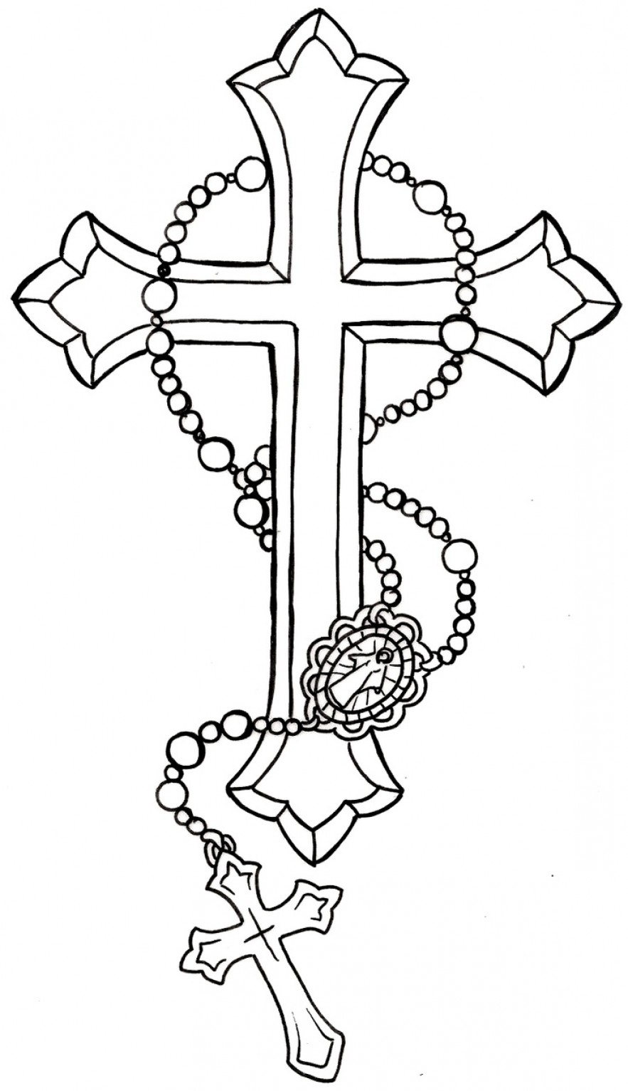 Rosary Tattoo Stencil