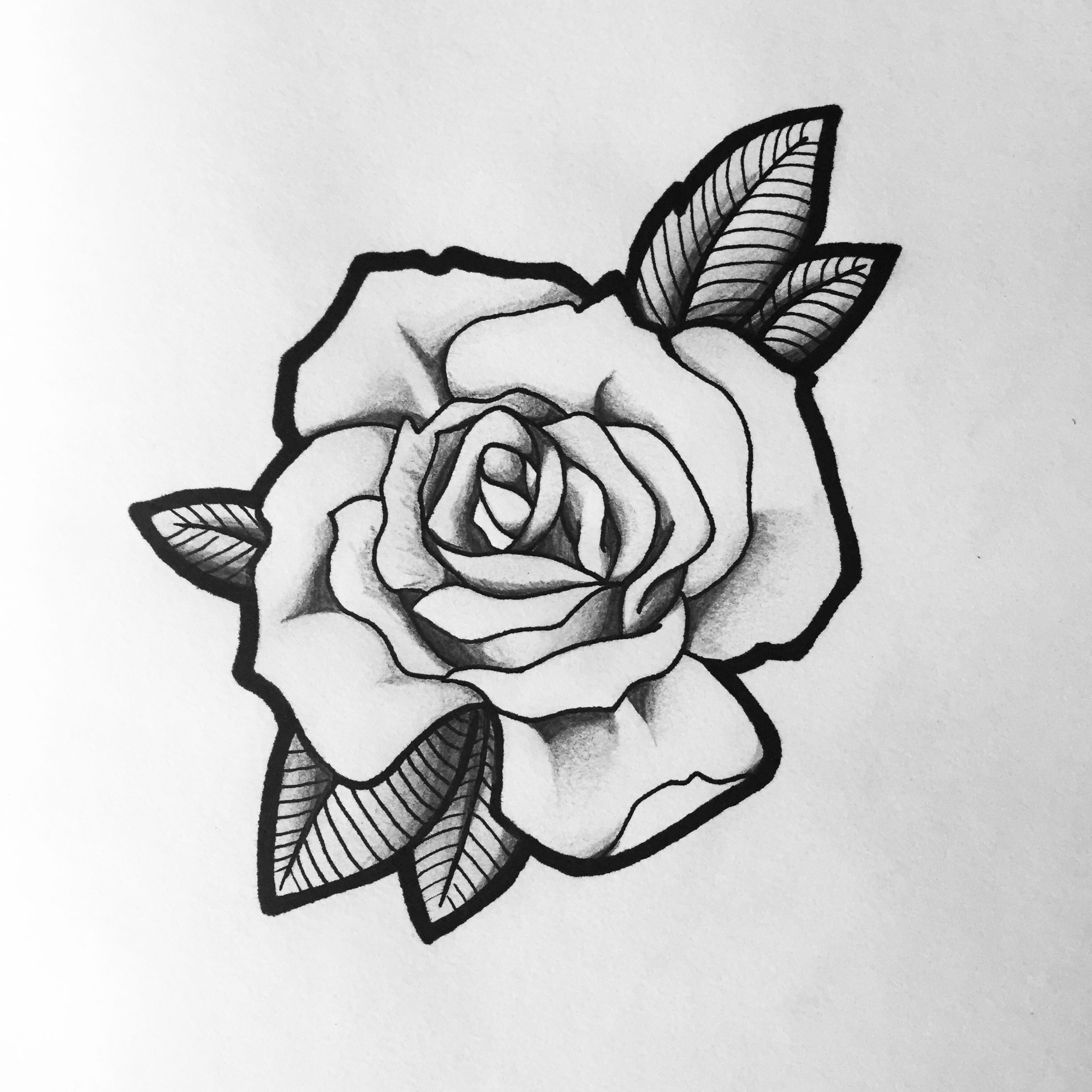 Rose Drawing Tattoo Design