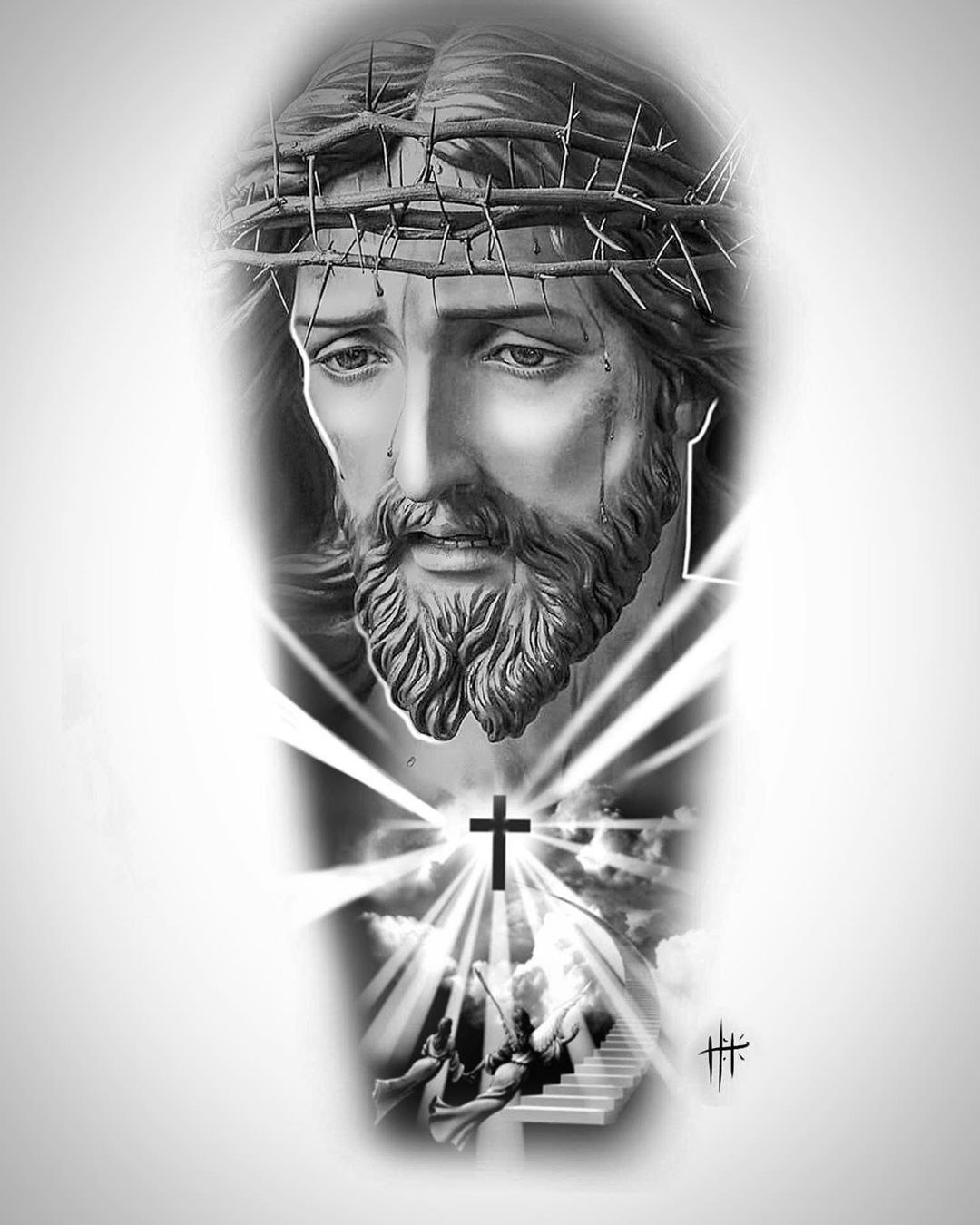 Rostro de Jesús Tattoo Design Inspiración