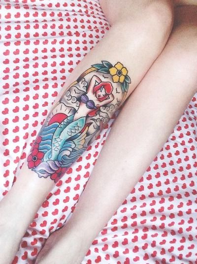 Sailor Jerry Style Ariel From The Little Mermaid Tattoos Disney