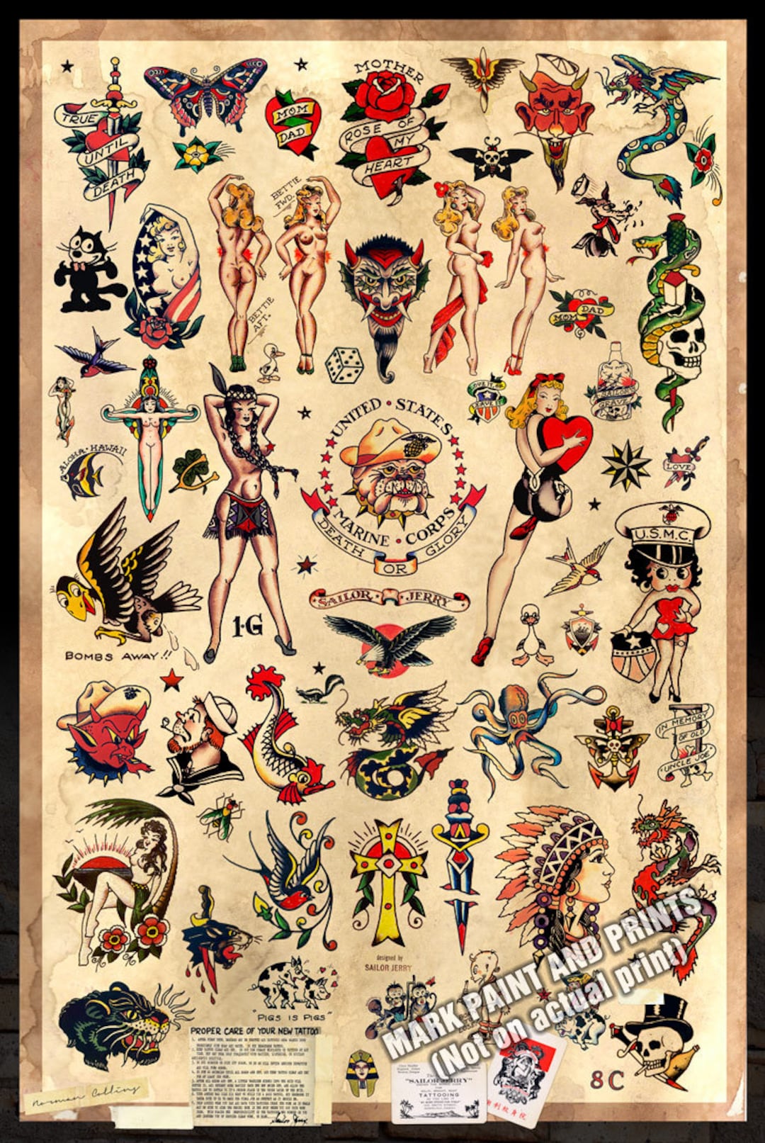 Sailor Jerry Tattoo Art Flash 4 13 X 19 Photo Print Ebay