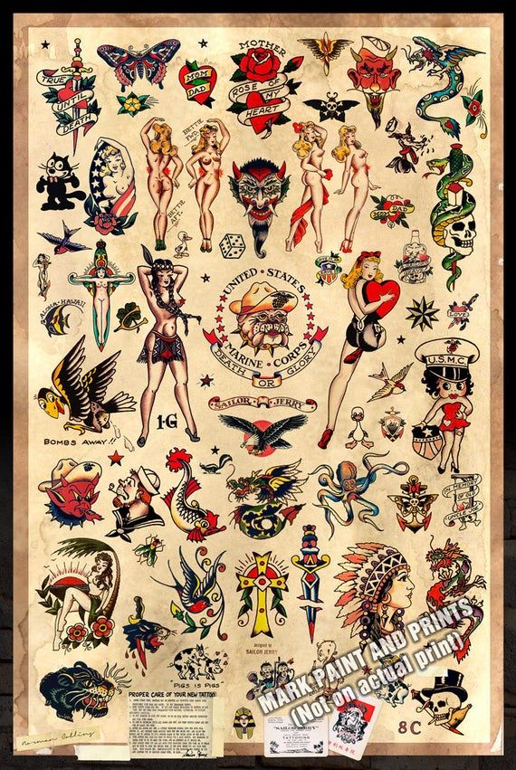 Sailor Jerry Tattoo Parlour Poster Sailor Jerry Flash Tatoo Dog Tatto