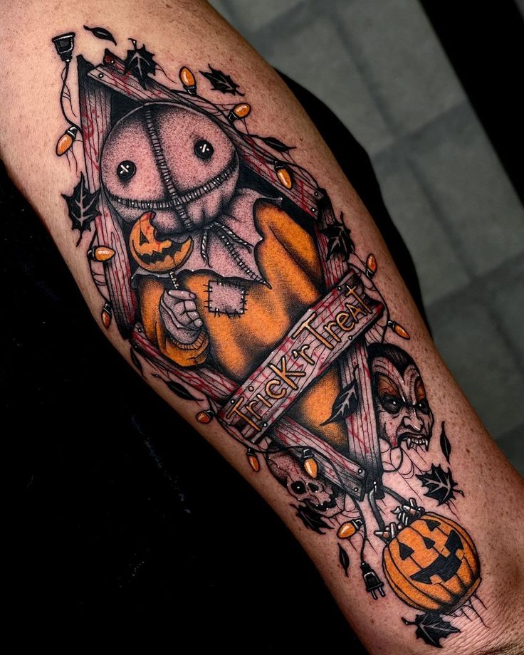 Discover the Spooky Charm of Sam Trick R Treat Tattoo