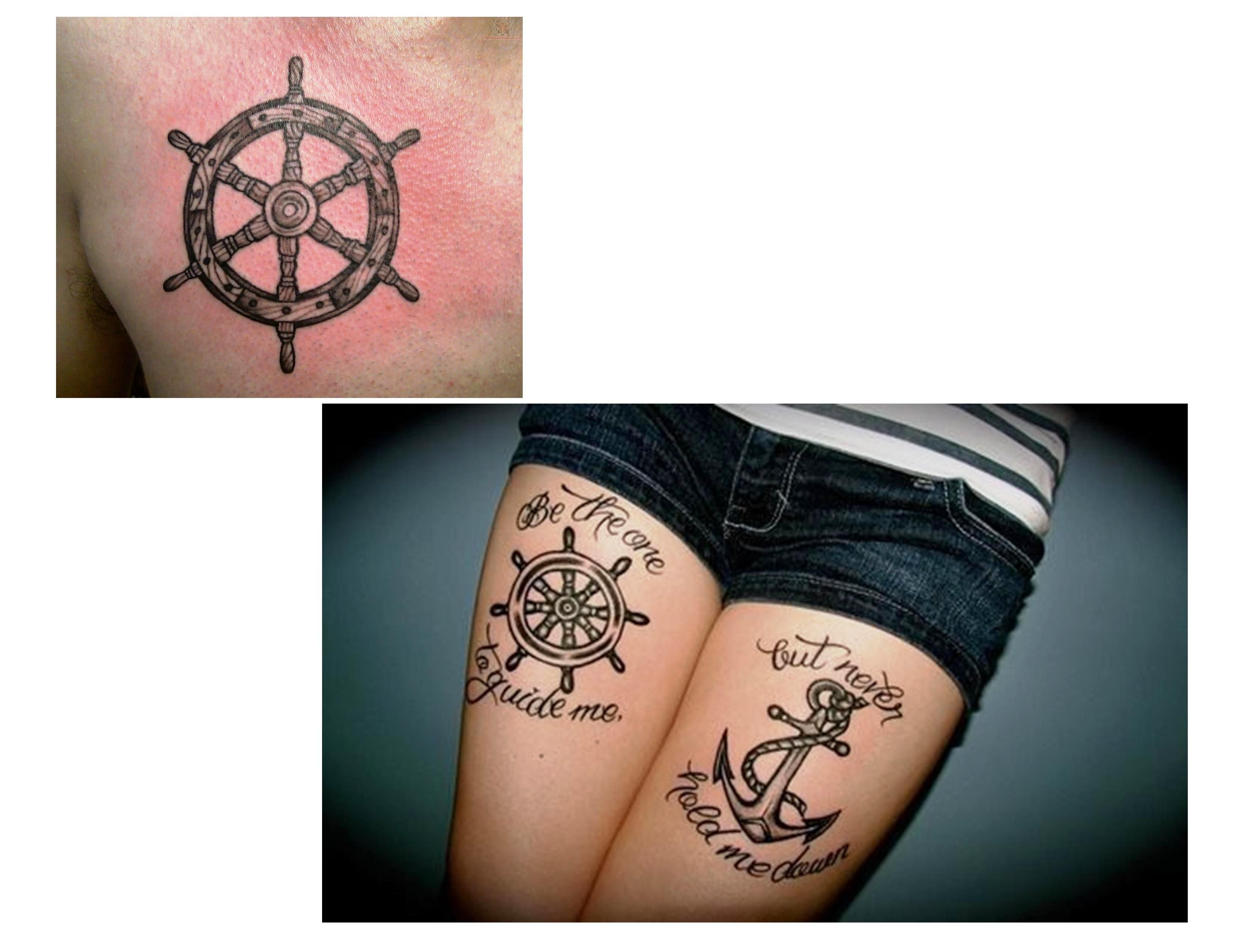 Ship Steering Wheel Tattoo: Symbol of Direction and Adventure