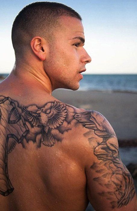 Shoulder Blade Cross Tattoos For Men