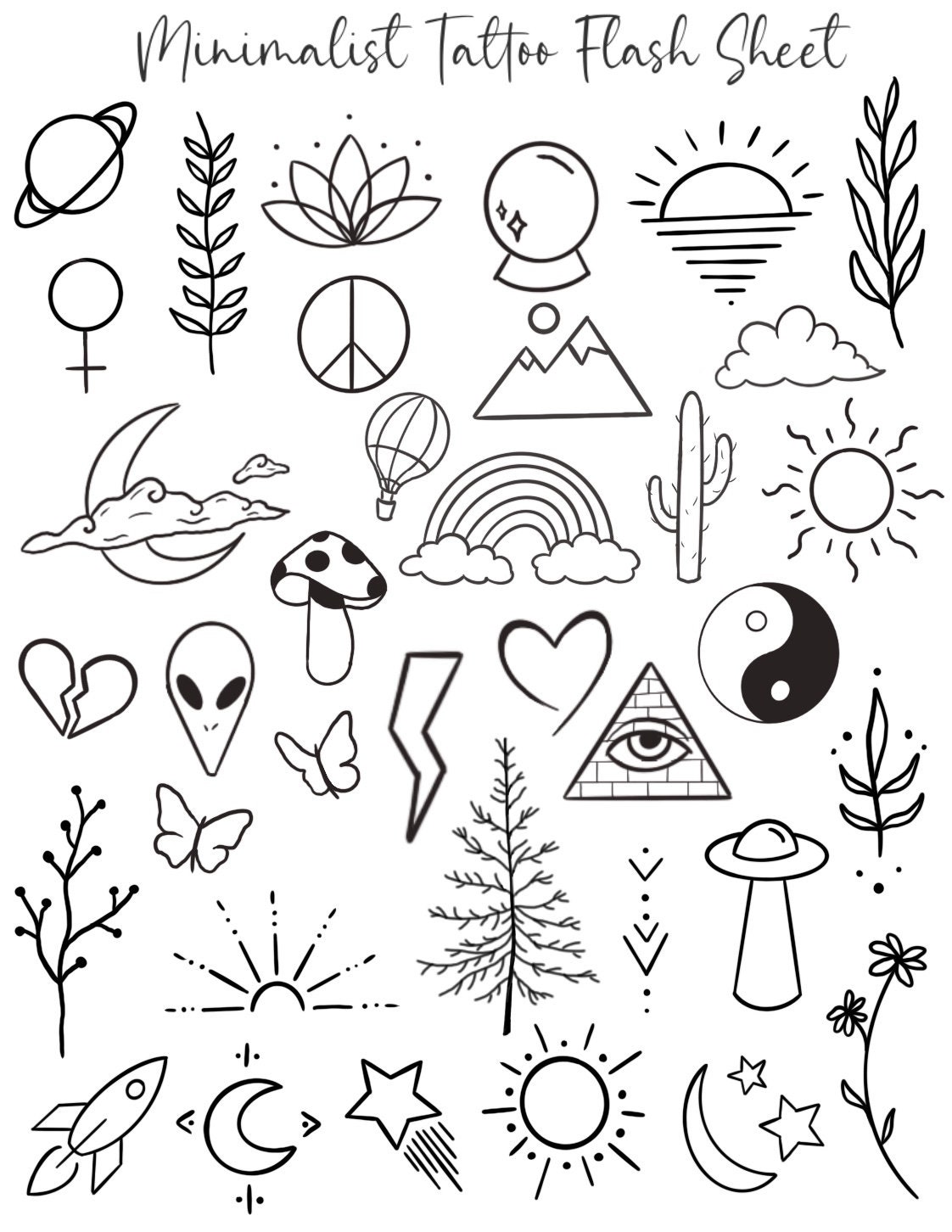 Explore Simple Tattoo Flash Sheet Designs for Inspiration