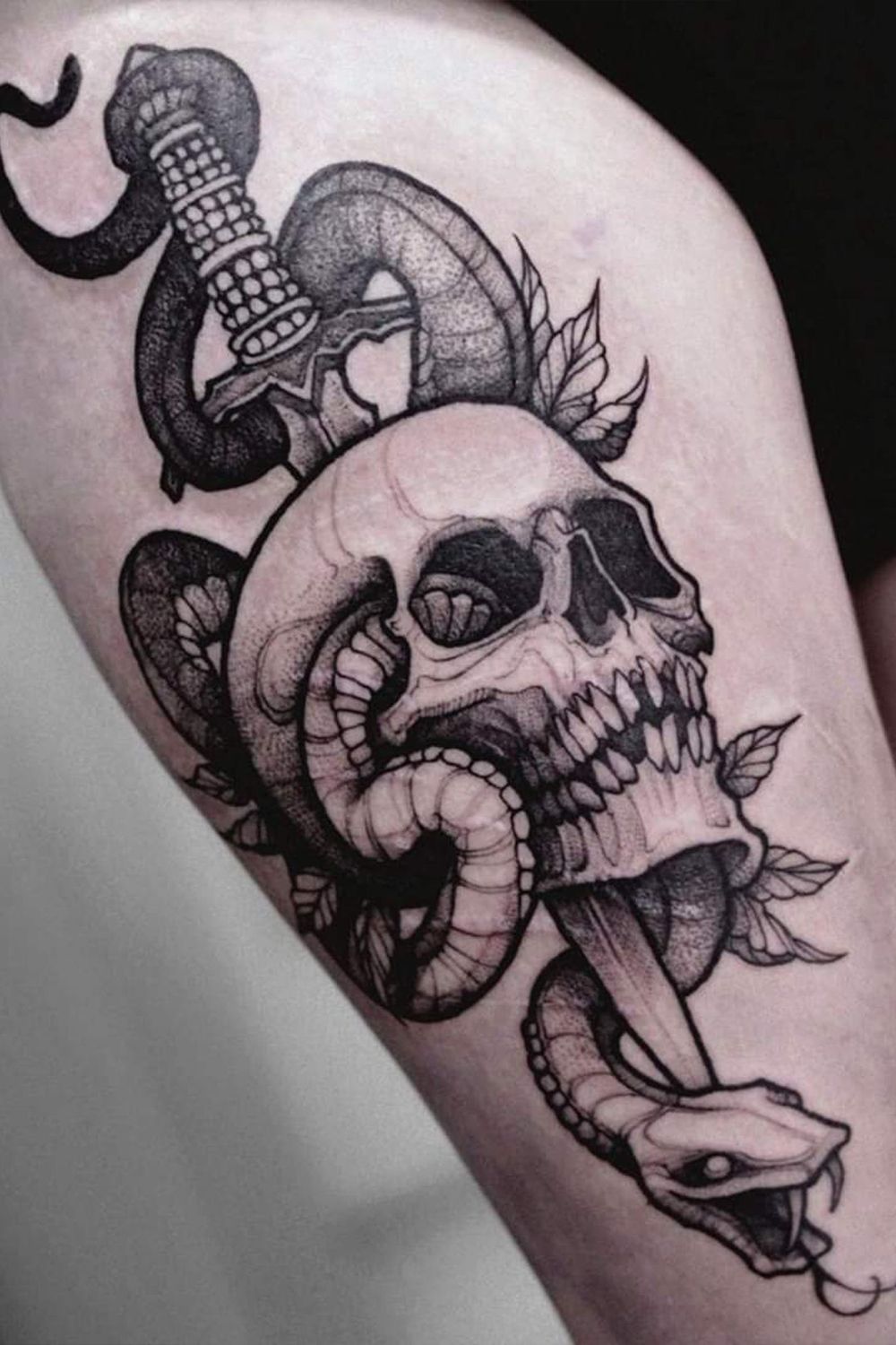 Skull Snake And Dagger Done Chris Martin Cloak And Dagger Tattoo