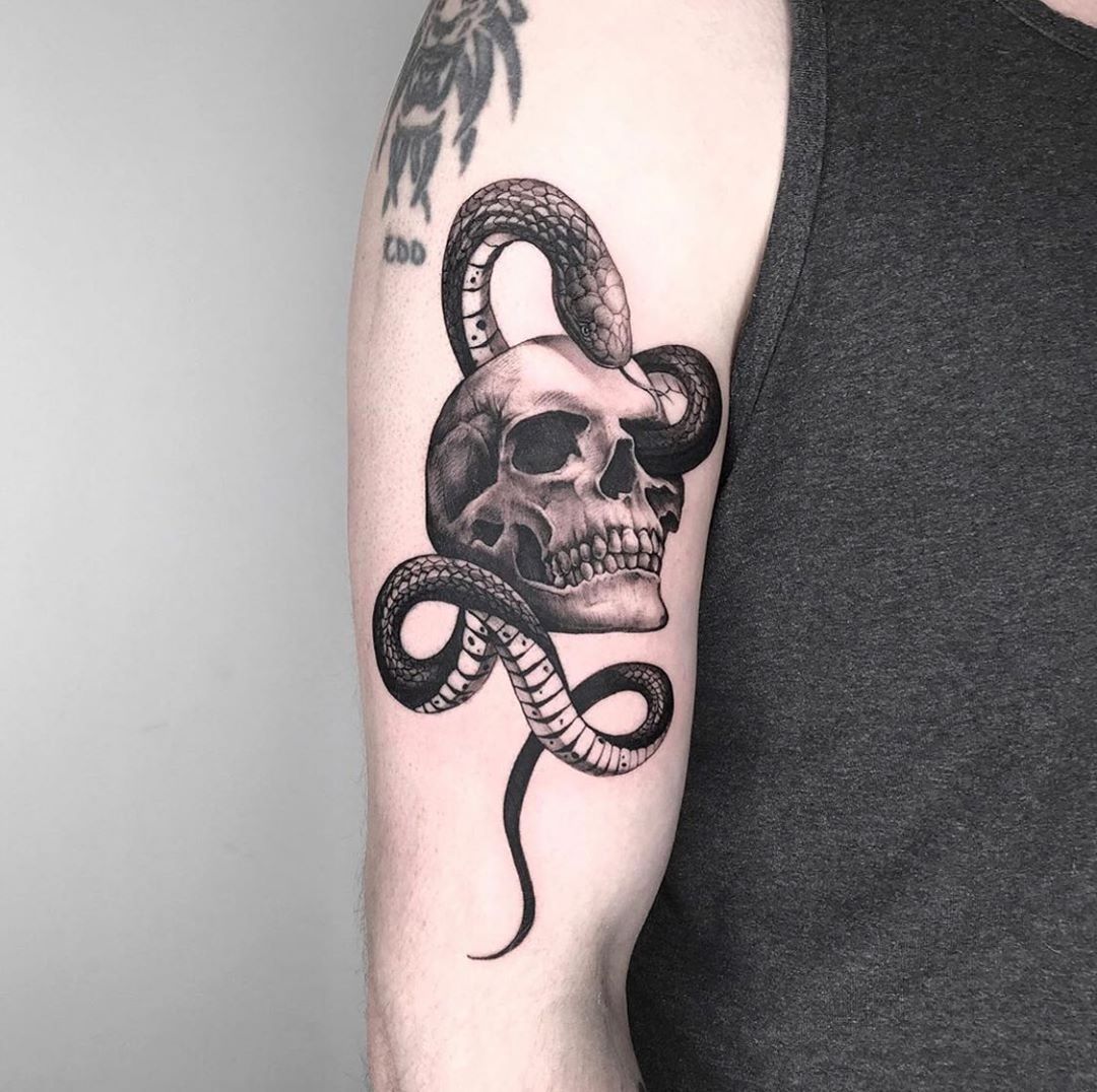 Skull Snake Tattoo Designs Snake Dagger Tattoo Skull Tiger Crane