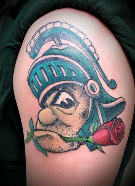 Spartan Helmet Absolutely Dominates Michigan State Fans Tattoo Choices