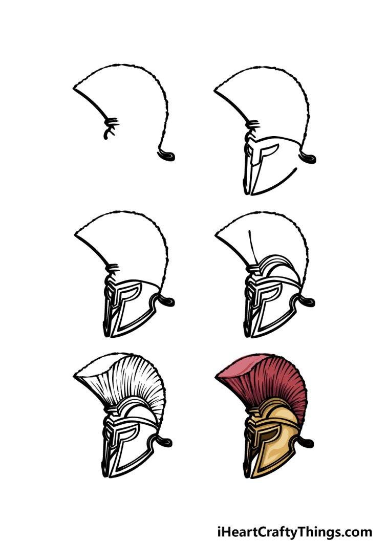 Spartan Helmet Drawing How To Draw A Spartan Helmet Step By Step