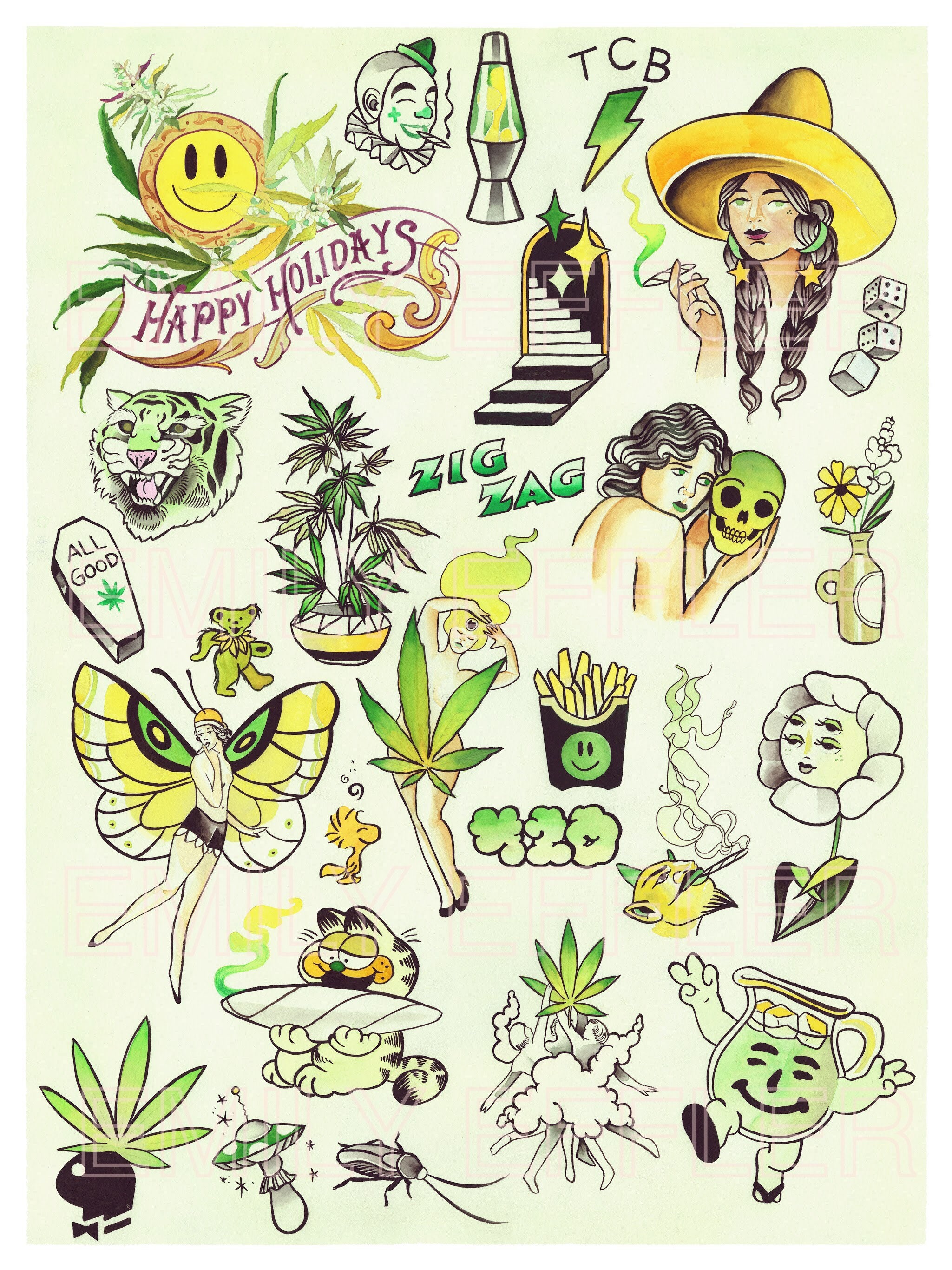 5 Epic Stencil Stoner 420 Tattoo Ideas