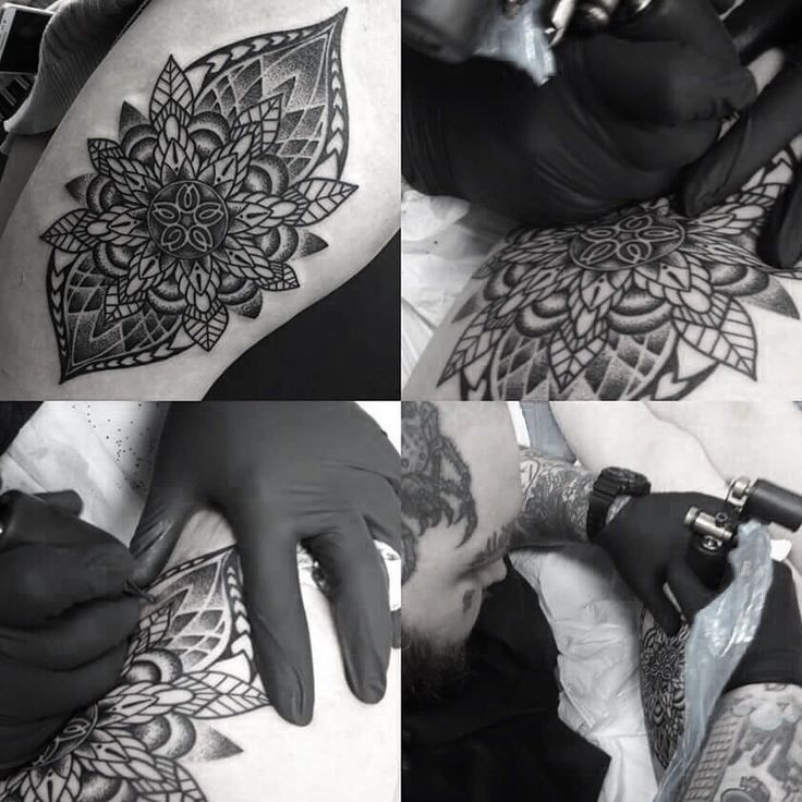 Stunning Custom Dot Work Mandala Tattoo On Ella Mae Amp 39 S Thigh Tattooed By Simon For Any Dot Work