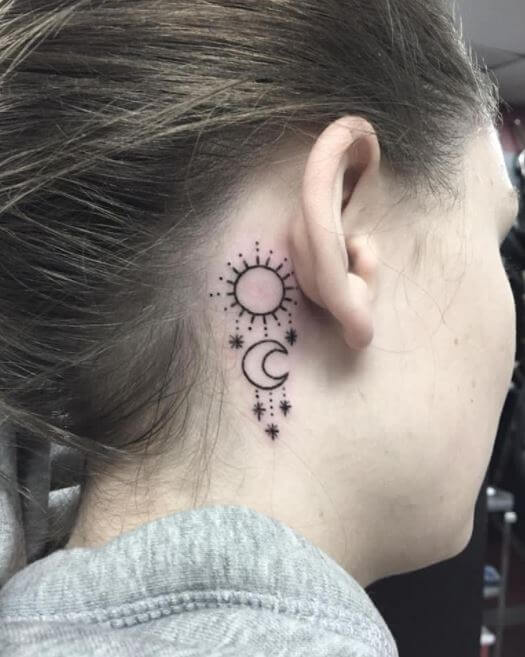 Sun And Moon Tattoo Behind Ear Trends Tattoos 2021