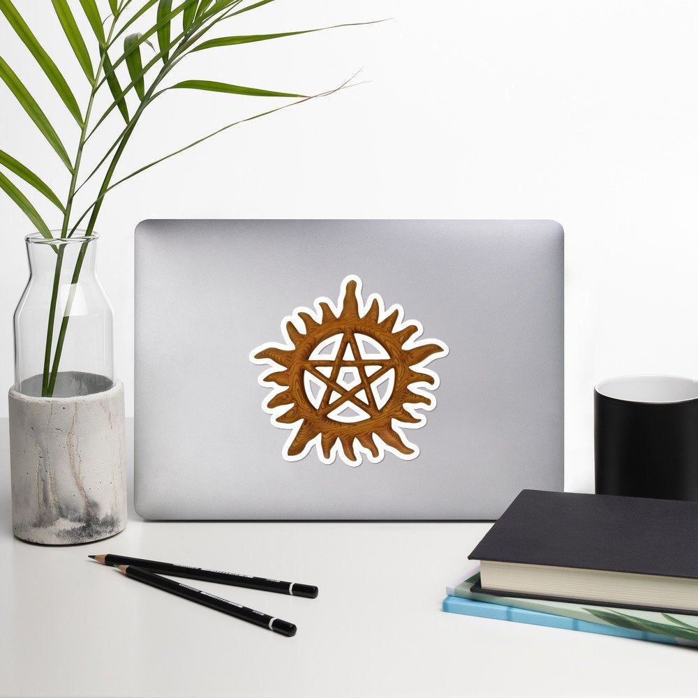 Sunburst Pentacle Anti Possession Wood Carving Symbol Supernatural