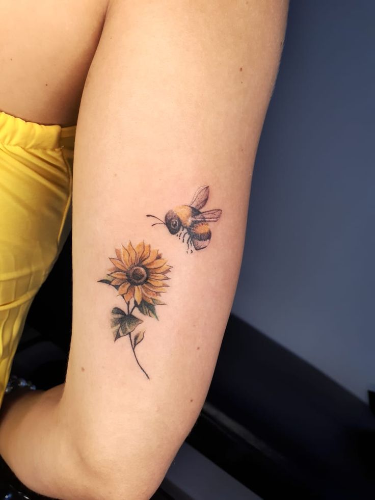 Sunflower Bee Tattoo Bee Tattoo Honey Bee Tattoo Sunflower Tattoos