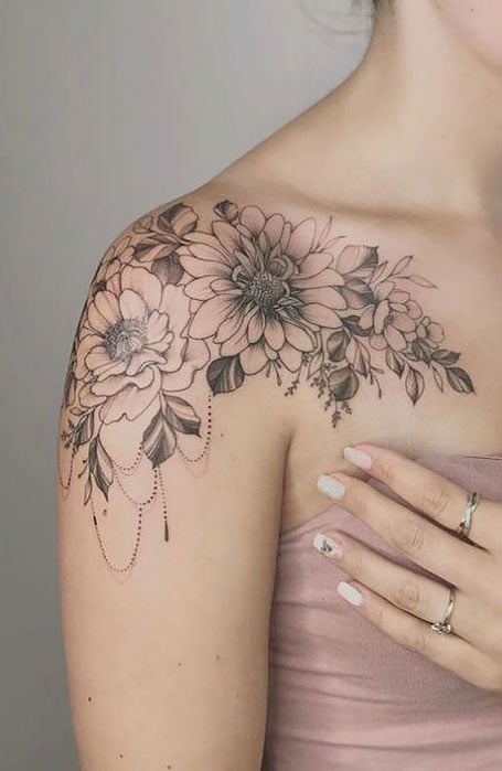 Sunflower Shoulder Flower Tattoo Designs