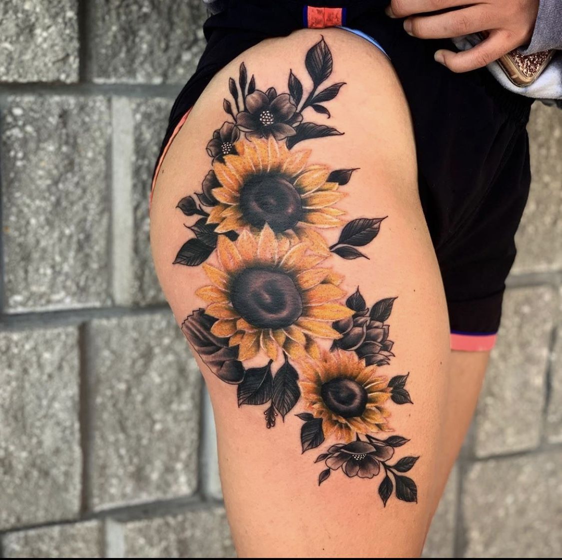 Sunflower Tattoo On Thigh