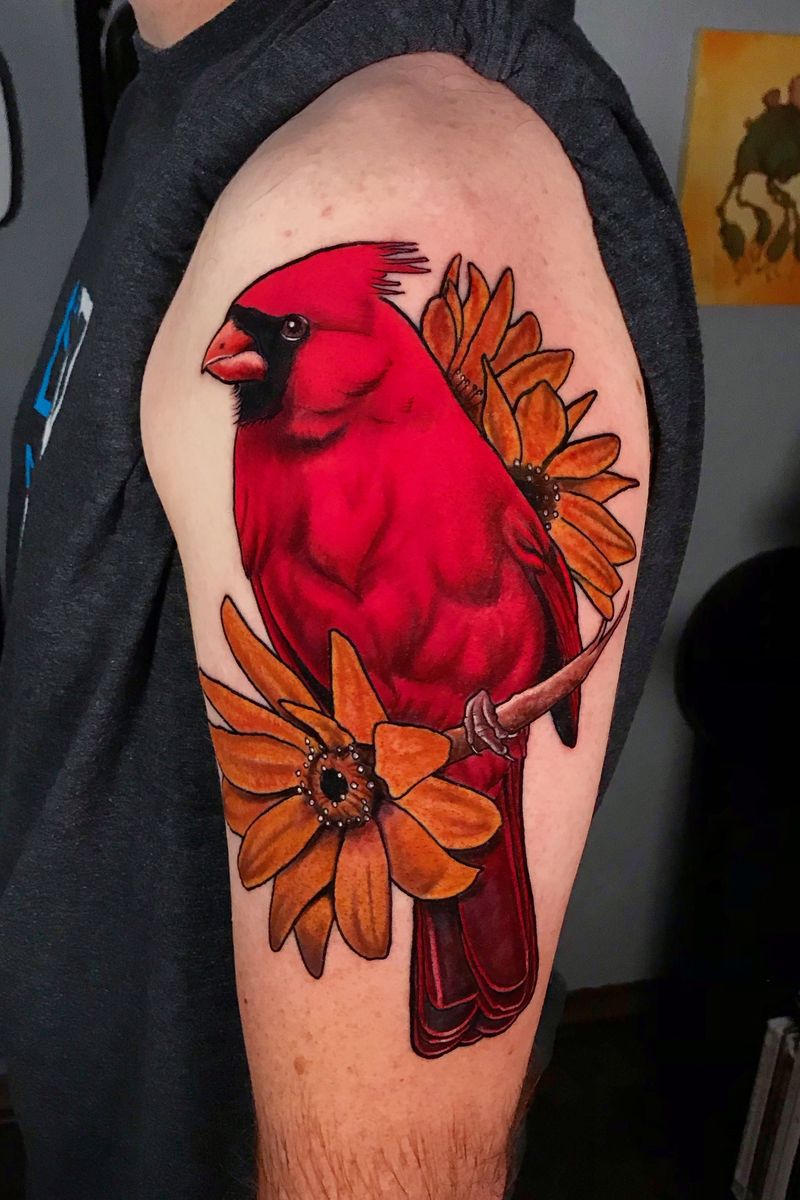 Tattoo Uploaded By Christopher Hedlund Neo Traditional Cardinal