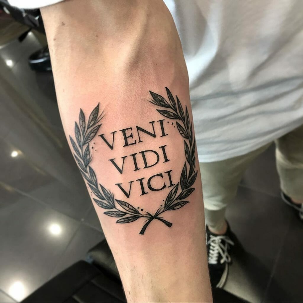 Tattoo With Words Veni Vidi Vici Isolated Stock Illustration