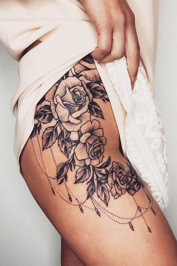 Thigh Tattoos: Elegant Rose Designs for Inspiration