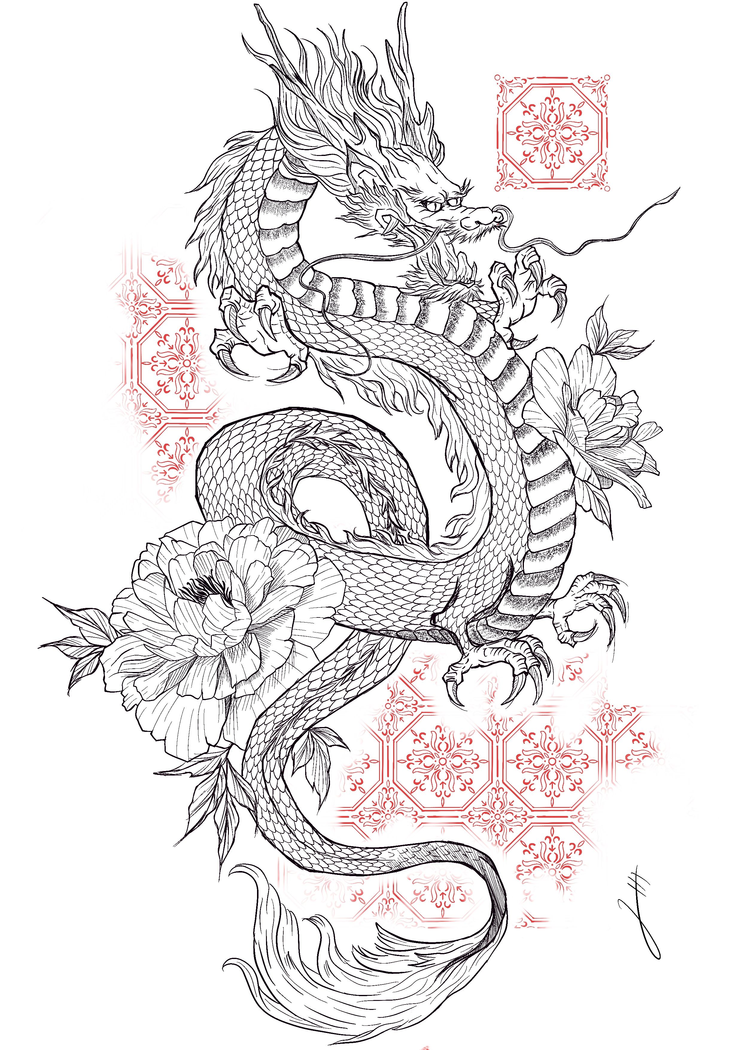 The 26 Best Japanese Dragon Tattoo Stencil Images On Pinterest Dragon