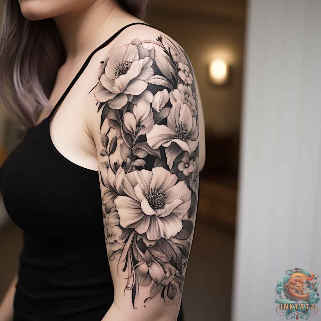 The Beauty Of Black And Grey Flower Tattoos 51 Designs Inktat2 Com