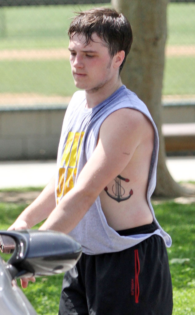 The Hunger Games Josh Hutcherson Shows Off Massive Anchor Tattoo E