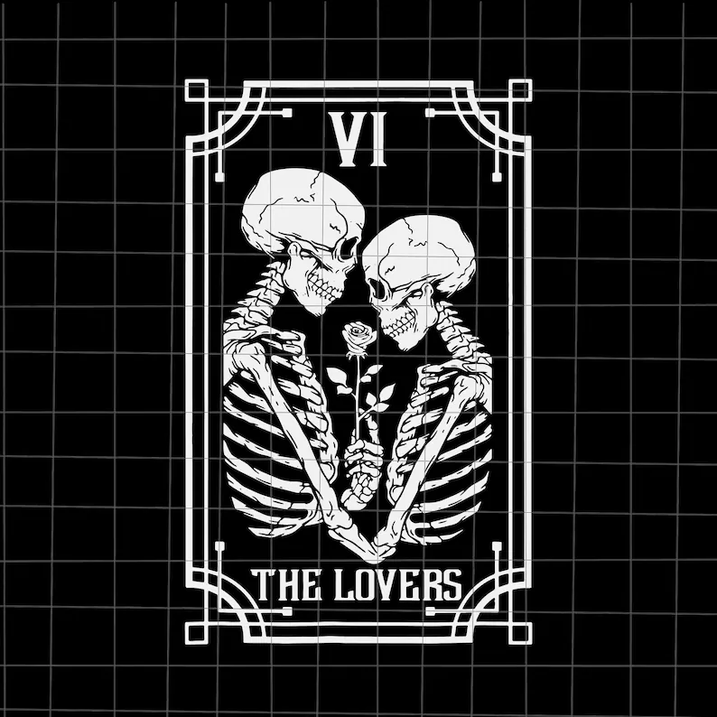 The Lovers Tarot Card Svg Skeletons Halloween Svg Skeletons Etsy The Lovers Tarot Card The