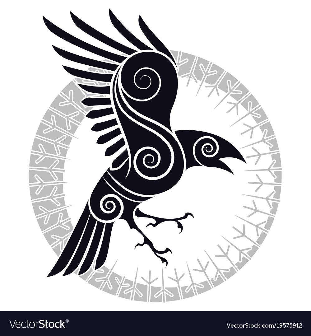 The Raven Of Odin In Norse Celtic Style Stock Illustration