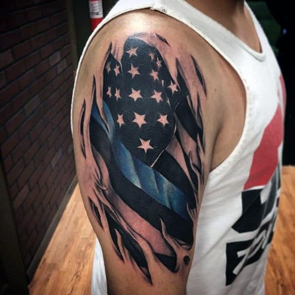 Thin Blue Line Tattoo Ideas Photos