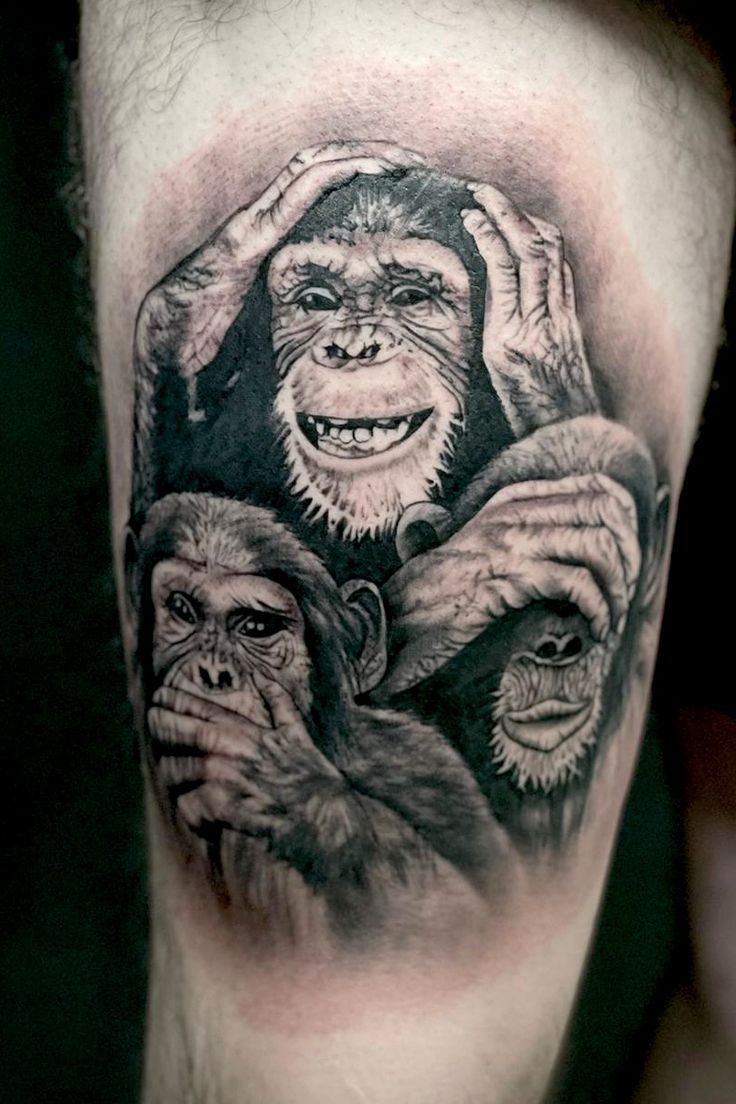 Three Wise Monkeys And Roses Tattoo On Arm Red Tattoos Tattoos And