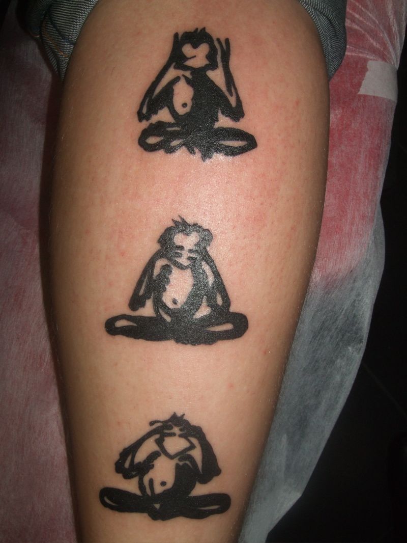 Simple Three Wise Monkeys Tattoo Ideas