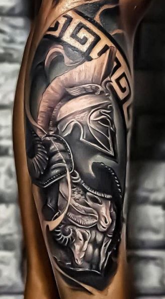 Top 69 Spartan Helmet Tattoos Latest In Cdgdbentre