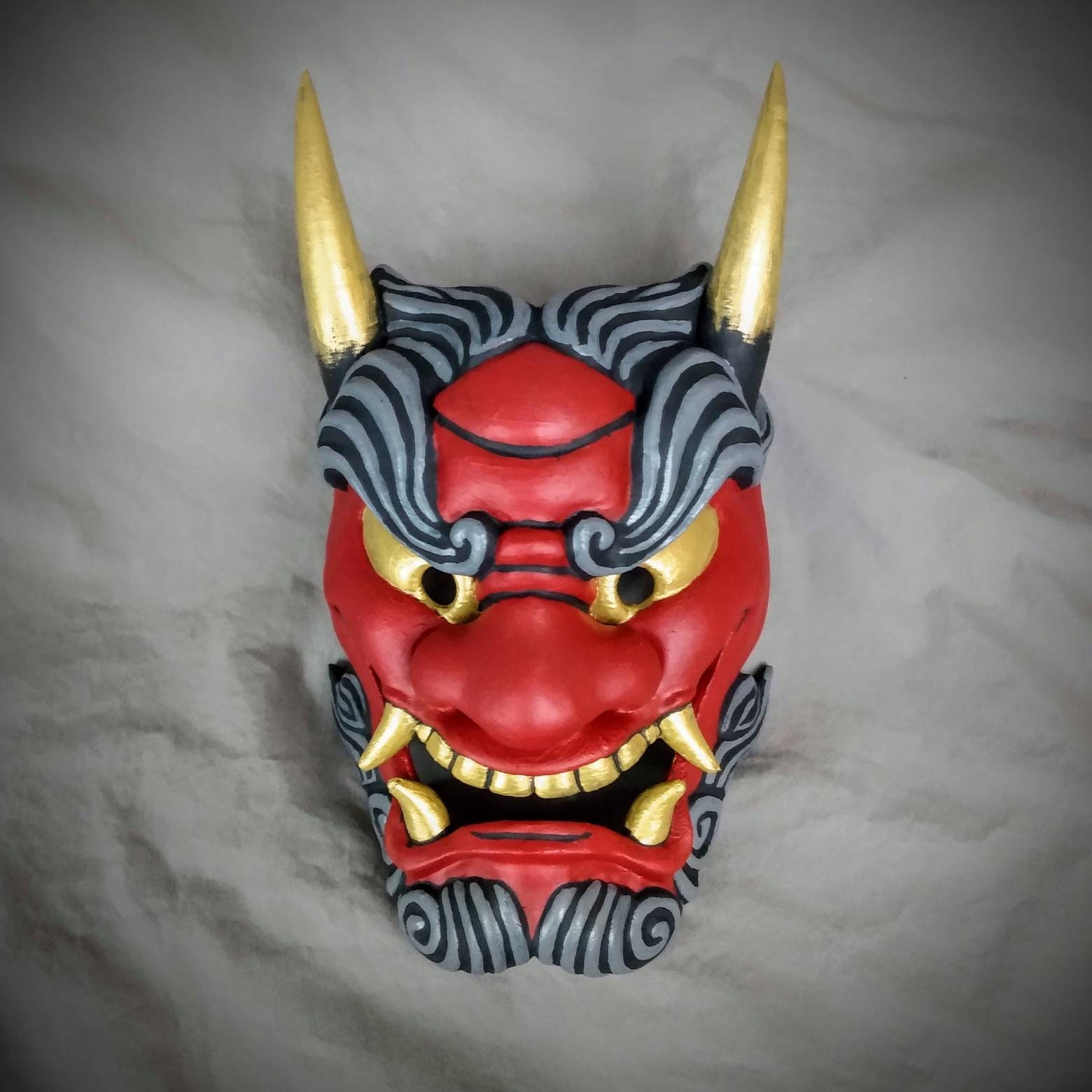 Traditional Oni Mask Bushido Mask Japanese Theater Mask Etsy